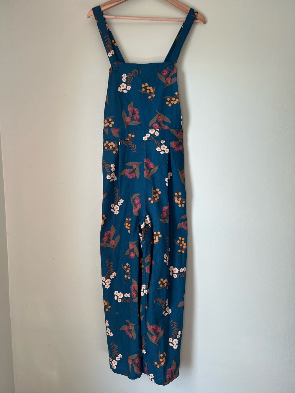 Princess highway teal floral overalls romper